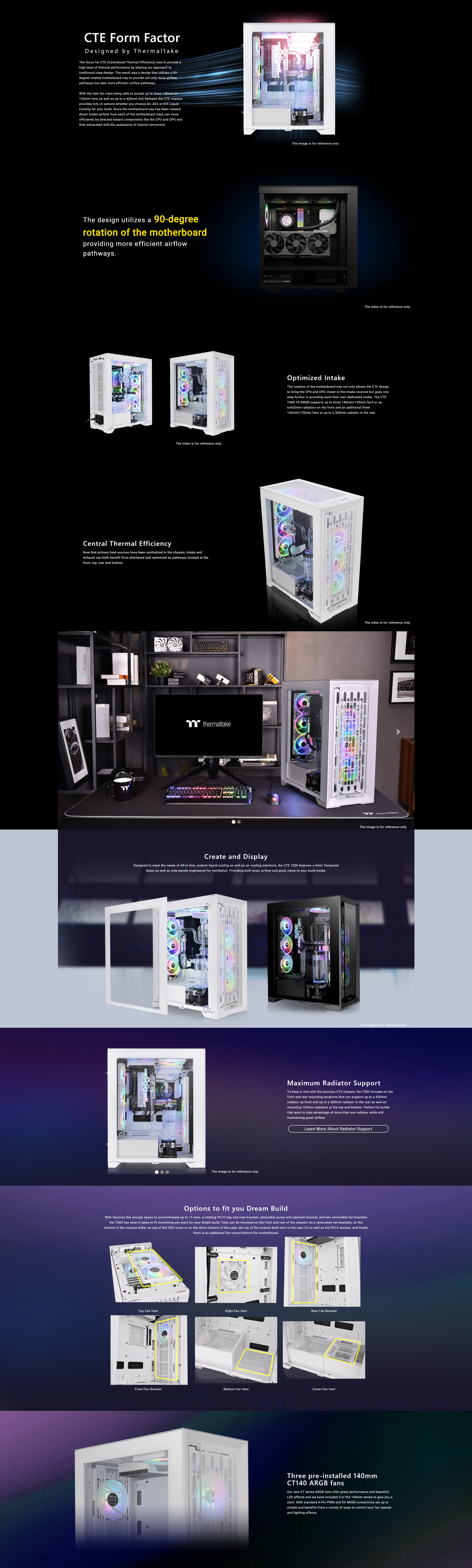 A large marketing image providing additional information about the product Thermaltake CTE T500 - ARGB Full Tower Case (Snow) - Additional alt info not provided